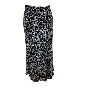 VTG Y2k Style & Co Women's Black and white Maxi Skirt Swirl circles Size 14